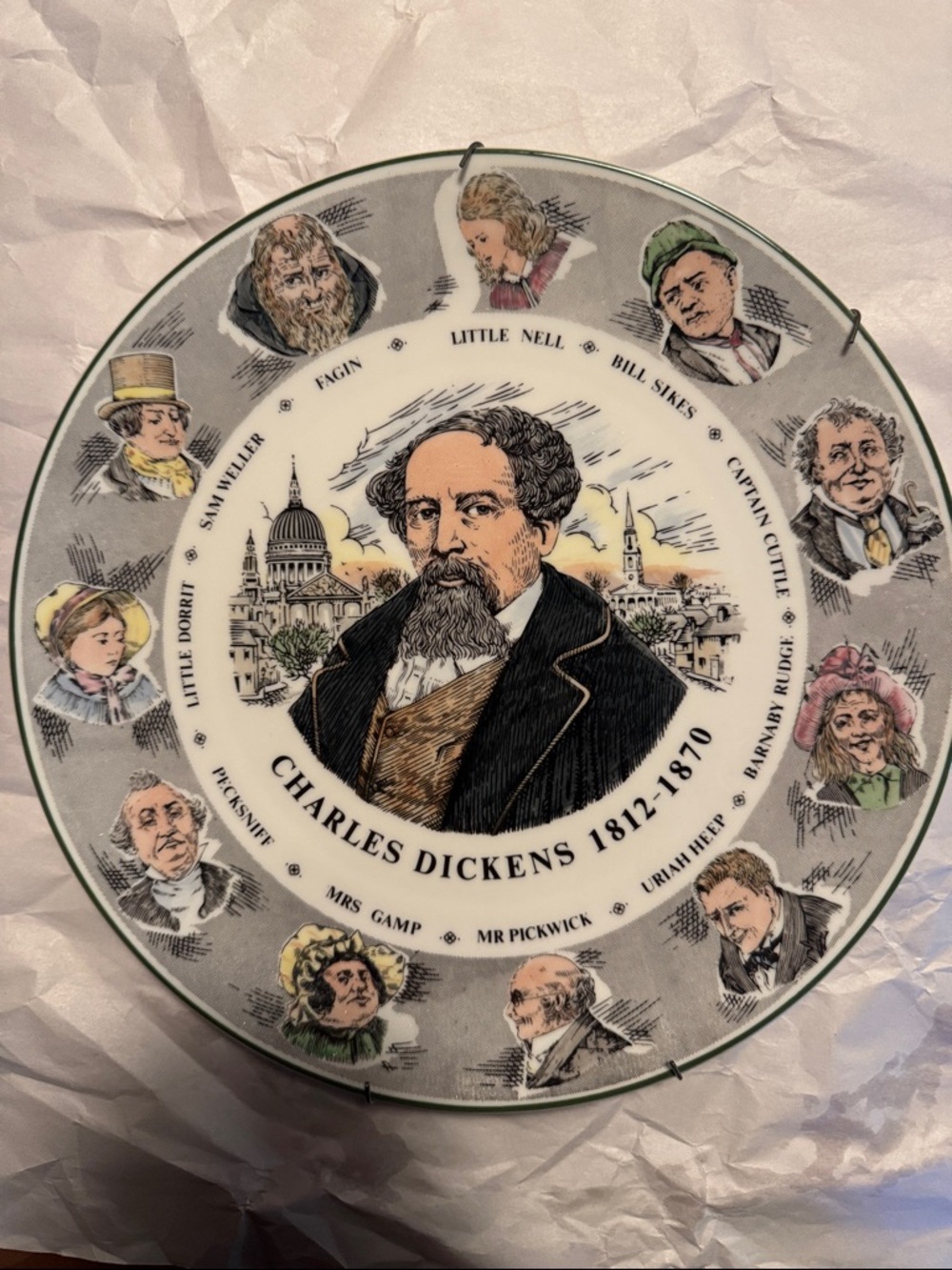 Royal Doulton Charles Dickens Decorative Plate in Black, Brown, Green